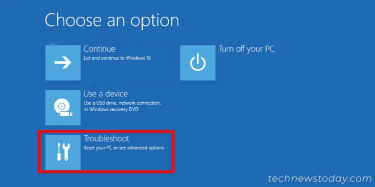 How to Enter BIOS on Any System 17 troubleshoot-in-choose-an-option