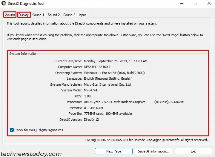 How to Check PC Specs on Windows 11 5 DirectX-Diagnostic-Tool-2