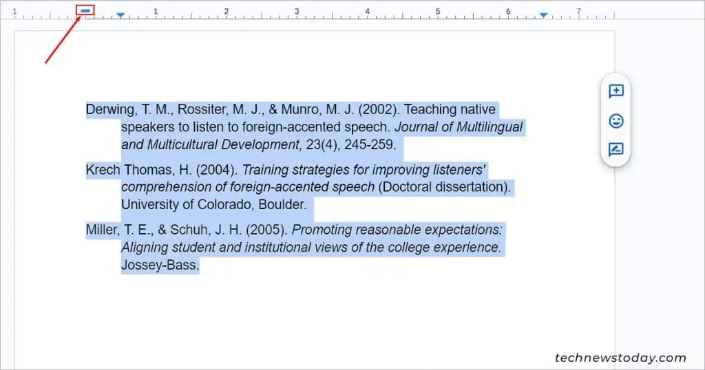 How to Indent Second Line in Google Docs for Citations 3 Drag-first-line-indent-to-the-left-Google-Docs-1-1024x538
