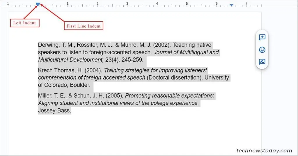 How to Indent Second Line in Google Docs for Citations 2 Drag-left-indent-to-right-on-the-ruler-Google-Docs-1-1024x538