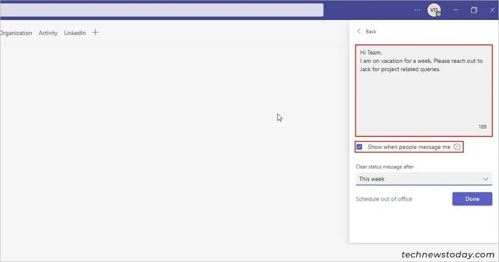 How to Set Out of Office in Teams 2 Enter-Out-of-Office-message-Microsoft-Teams-1024x538