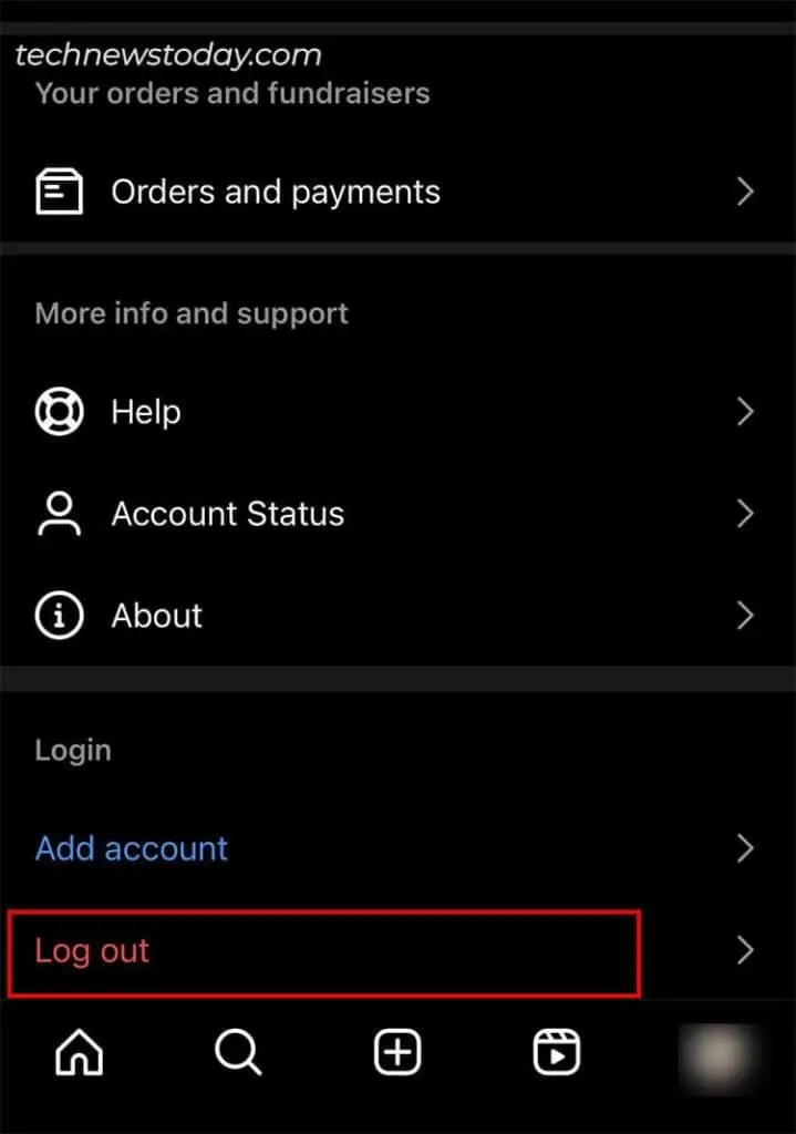Add Yours Sticker Not Working on Instagram? 9 Ways to Fix 9 Scroll-to-the-bottom-and-choose-Log-Out-719x1024