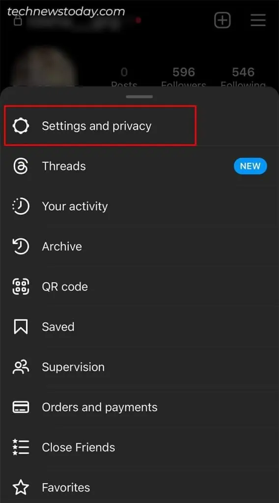 Add Yours Sticker Not Working on Instagram? 9 Ways to Fix 8 Select-Settings-and-privacy-1-568x1024
