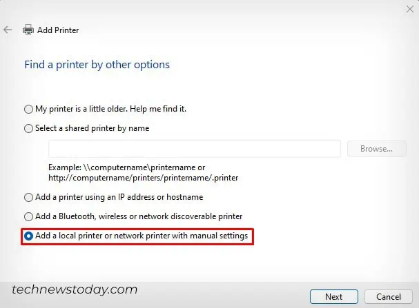 How to Fix a Printer That's Not Printing 19 add-printer-with-manual-settings-1