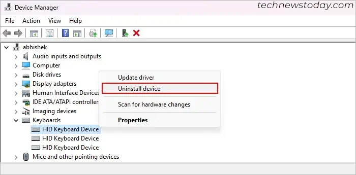 device-manager-keyboard-uninstall-device