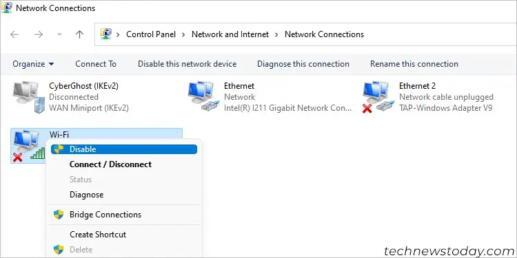 Intel Wireless AC 9560 Not Working? Try these Fixes 2 disable-wifi-device