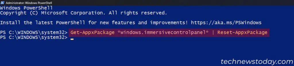 Windows 11 Settings Won't Open? Try These Fixes? 1 get-appxpackage-windows-immersivecontrolpanel-reset-1024x230