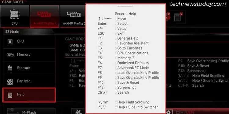 How to Exit BIOS on Any System 9 help-section-in-bios-to-find-keys-to-exit