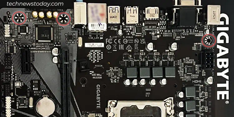How to Determine If Your Motherboard Fits Your PC Case 6 mounting-holes-in-motherboard