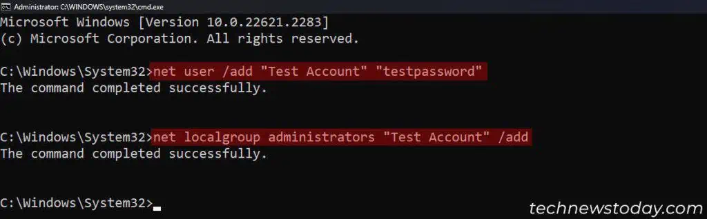 Windows 11 Settings Won't Open? Try These Fixes? 4 net-user-add-username-locakgroup-add-administrator-1024x318