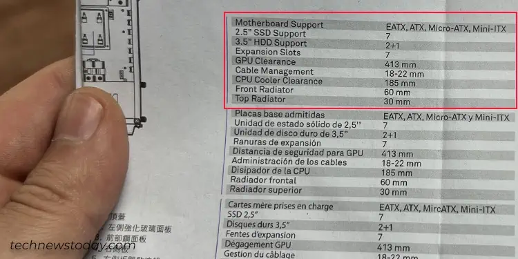 How to Determine the Right Radiator Support for Your Case 1 pc-case-specs-in-manual-1