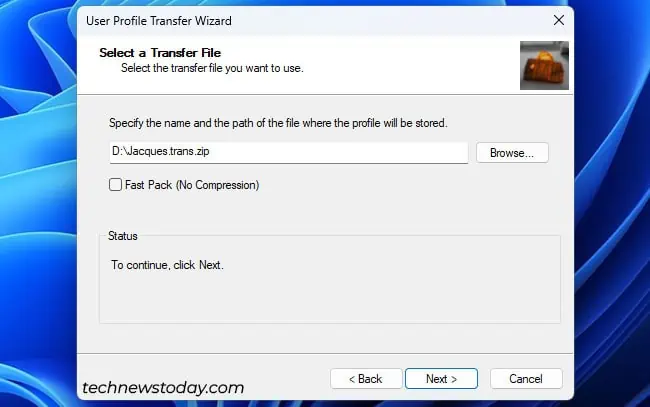 How To Transfer Windows User Profile To Another PC 10 profwiz-select-transfer-file