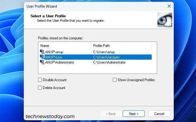 How To Transfer Windows User Profile To Another PC 14 profwiz-select-user-profile