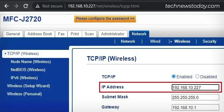 static-ip-in-printer