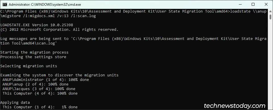 How To Transfer Windows User Profile To Another PC 7 usmt-load-state