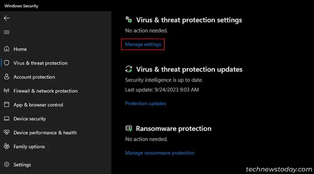 How To Allow Chrome To Access The Network In Your Firewall Or Antivirus Settings 3 virus-and-threat-protection-manage-settings-1024x569