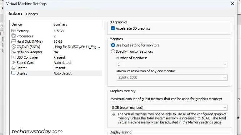 vmware-graphics-settings