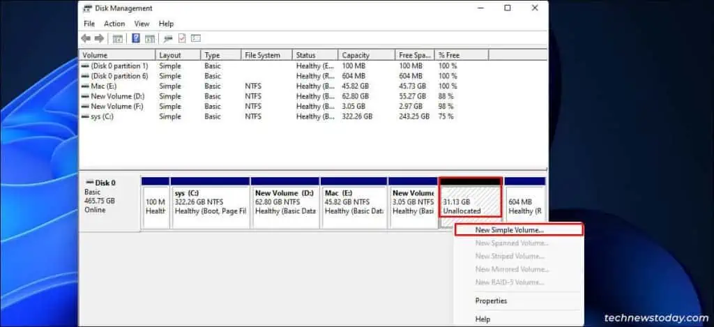 How To Open Disk Management in Windows 11? 10 New-Simple-Volume-1024x469
