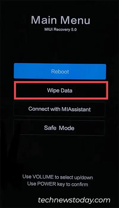 How to Factory Reset Android Without Password 5 Select-Wipe-Data
