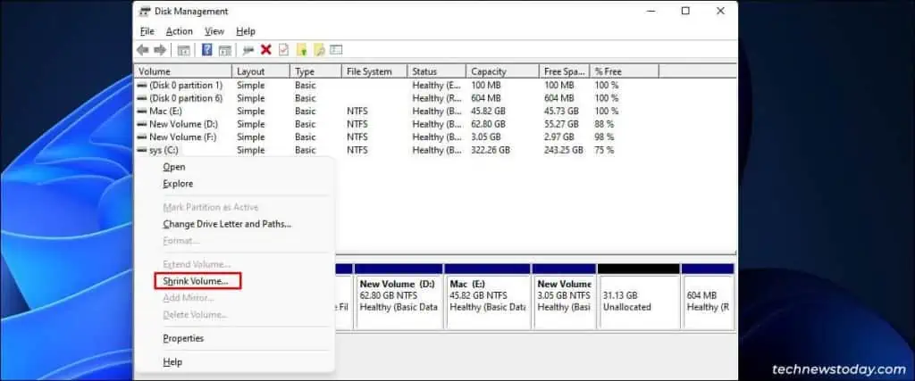 How To Open Disk Management in Windows 11? 8 Shrink-Volume-1024x427
