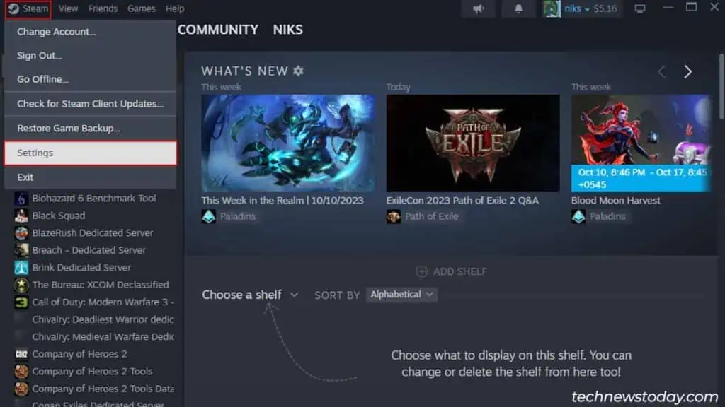 Steam Not Enough Disk Space? Here are 7 Fixes You Can Try 1 Steam-settings-5-1024x576