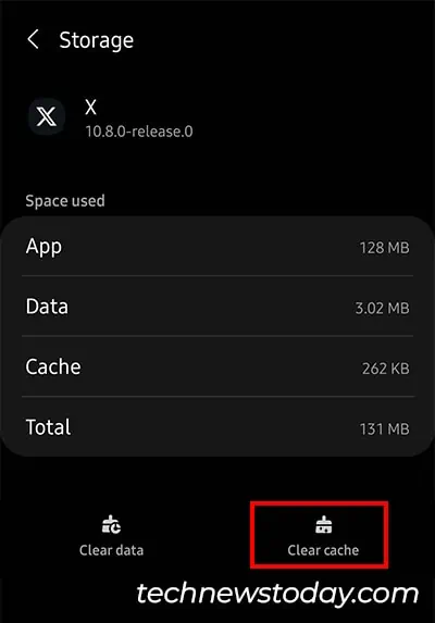 Tap-on-Clear-Cache