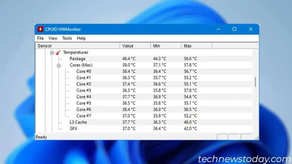 How to Check CPU Temp in Windows 11? 6 all-cores-package-and-gfx-temperature-1024x576
