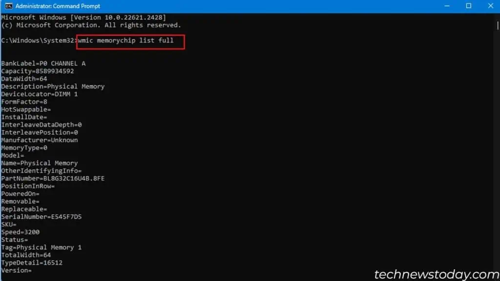 How to Check RAM Serial Number 3 all-memory-specification-in-command-prompt-1024x576