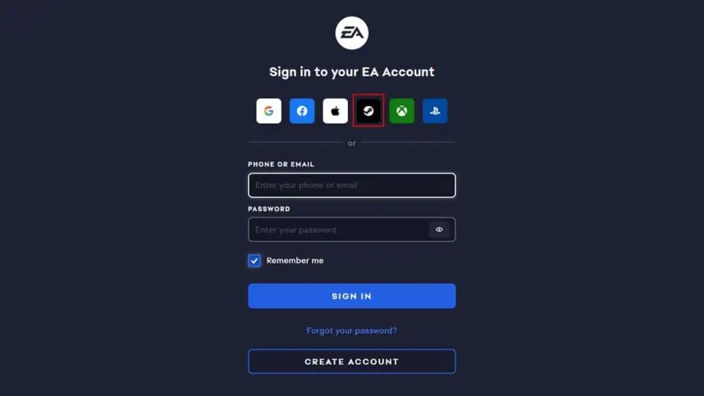 How to Link EA Account to Steam? 3 Simple Ways 9 choosing-steam-on-the-login-screen-1024x576