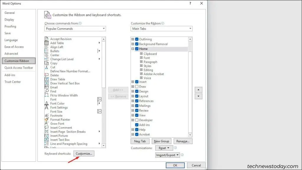 How to Use Strikethrough Shortcut in Word 6 click-on-customize-1-1024x576