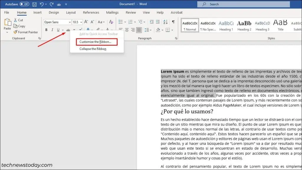 How to Use Strikethrough Shortcut in Word 5 customize-the-ribbon-1024x576