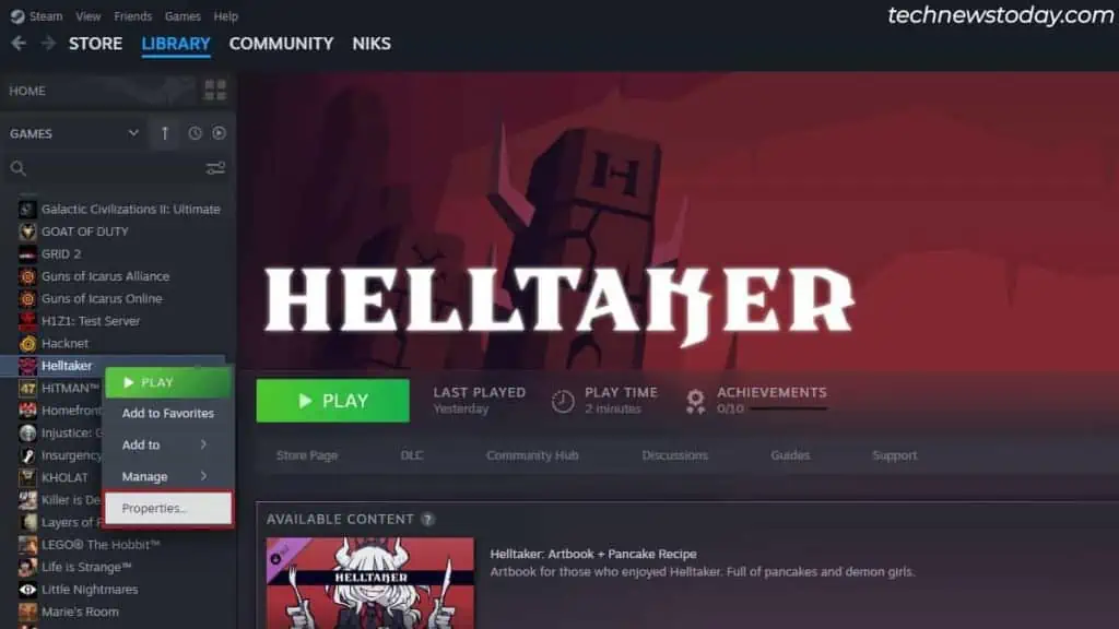 Steam Overlay Not Working? Here’s How to Fix It 3 game-properties-1024x576