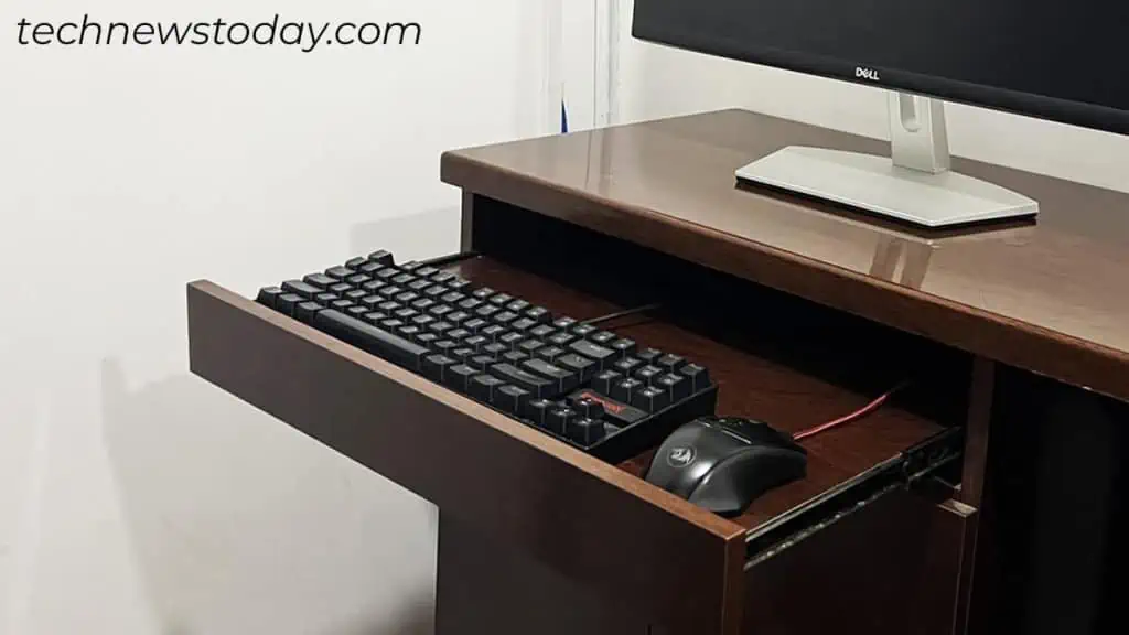 Organizing Keyboard and Mouse Cables (6 Best Ways) 4 keyboard-drawer-to-hide-mouse-keyboard-cables-1024x576