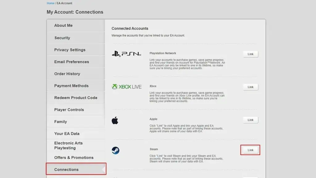 How to Link EA Account to Steam? 3 Simple Ways 4 link-button-beside-steam-1024x576