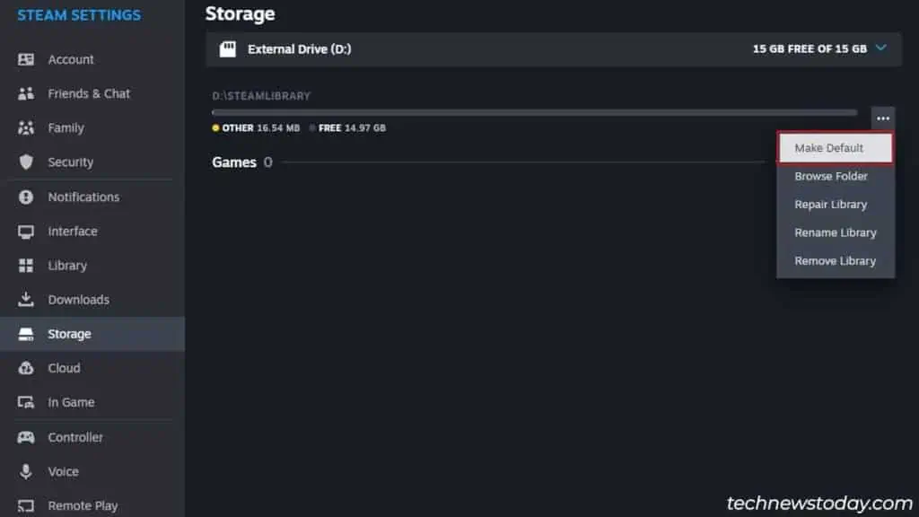 Steam Not Enough Disk Space? Here are 7 Fixes You Can Try 8 making-other-drive-as-default-drive-1024x576