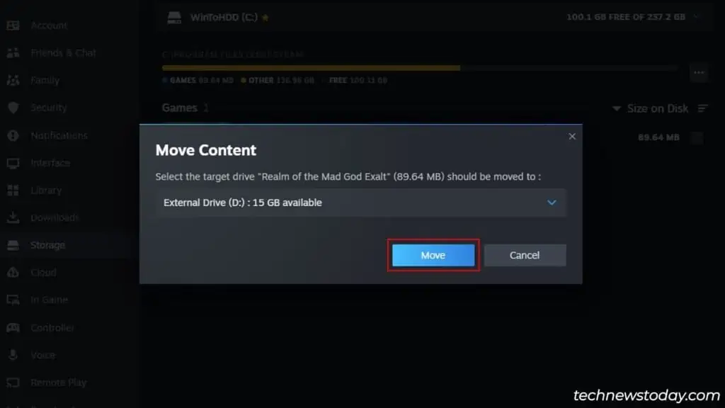 Steam Not Enough Disk Space? Here are 7 Fixes You Can Try 4 moving-games-to-another-drive-1024x576