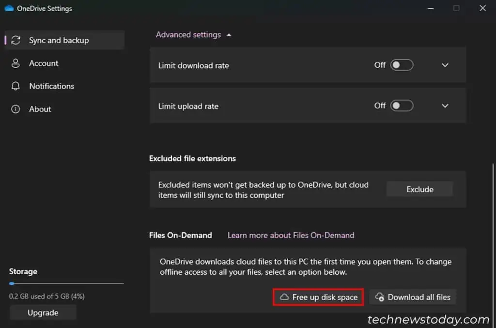 How to Free Up Disk Space on PC? 9 Best Ways 7 onedrive-settings-files-on-demand-free-up-disk-space-1-1024x678