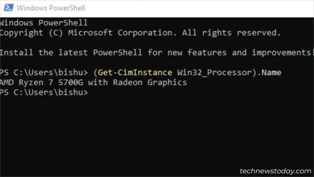 4 Ways to Check What CPU You Have 9 powershell-command-to-check-cpu-information-1024x576