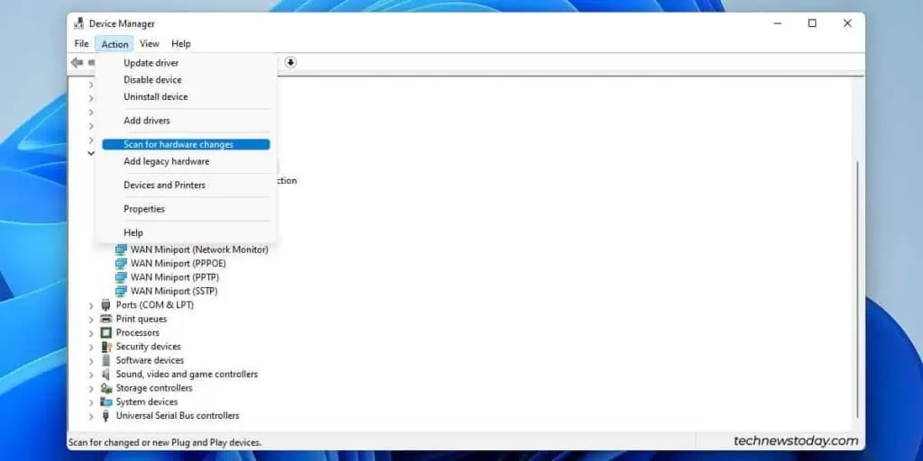 WiFi Network Not Showing Up? Here’s How To Restore 5 scan-for-hardware-changes-windows-11-1024x512