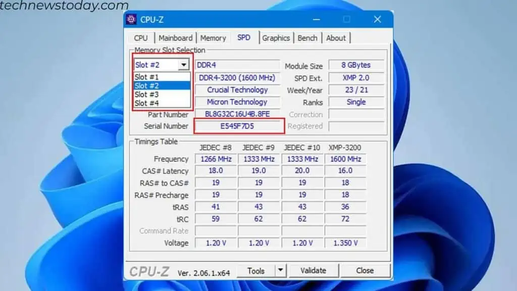 How to Check RAM Serial Number 6 select-slot-and-check-serial-number-cpu-z-1024x576