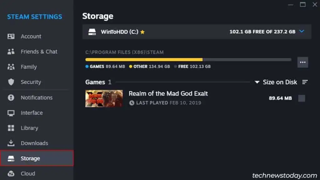 Steam Not Enough Disk Space? Here are 7 Fixes You Can Try 2 storage-tab-1024x576