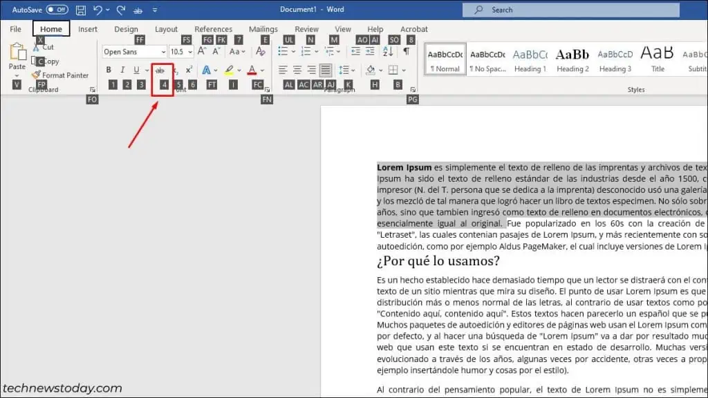 How to Use Strikethrough Shortcut in Word 1 use-the-toolbar-strikethrough-shortcut-word-1024x576