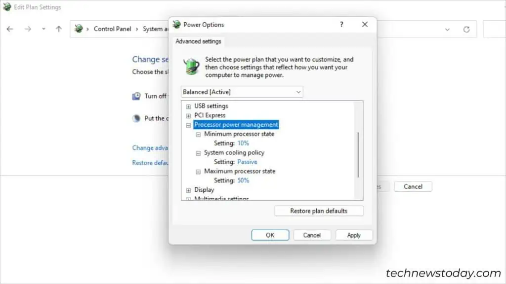 CPU Overheating For No Reason? Here is How to Fix It 11 changing-processor-power-management-settings-1024x576