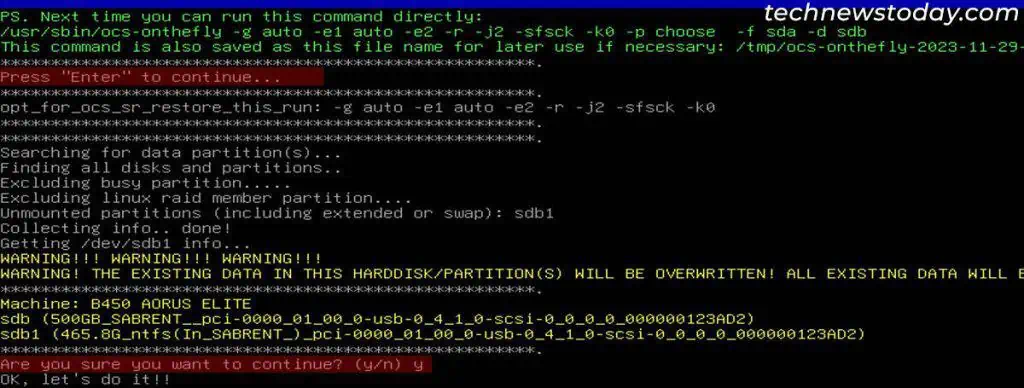 How to Clone a Hard Drive to SSD 15 clonezilla-follow-on-screen-prompts-1024x388