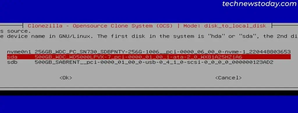 How to Clone a Hard Drive to SSD 12 clonezilla-select-source-drive-1024x388