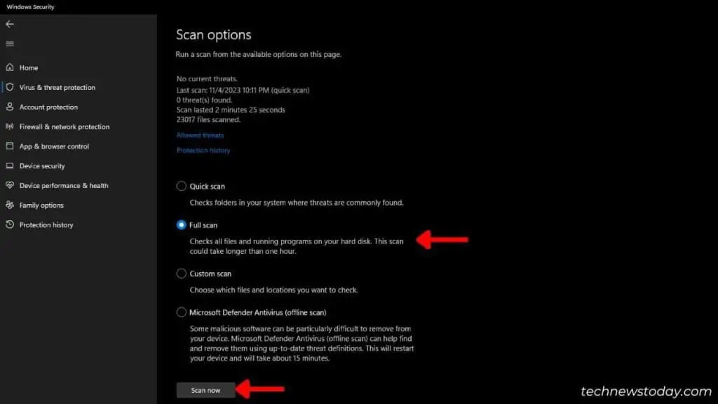 CPU Overheating For No Reason? Here is How to Fix It 10 windows-security-full-scan-1024x576