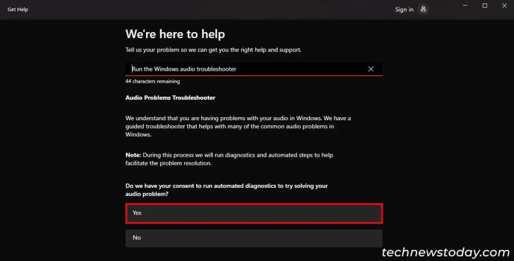 5 Ways to Fix “No Speakers or Headphones are Plugged In” Error 2 audio-troubleshooter-get-help-1024x521