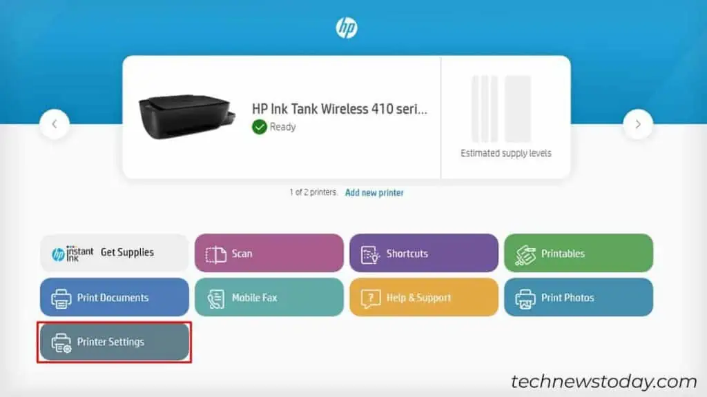 How to Change Ink in HP Printer? Step-by-Step Guide 9 printer-settings-tab-on-hp-smart-homepage-1024x576
