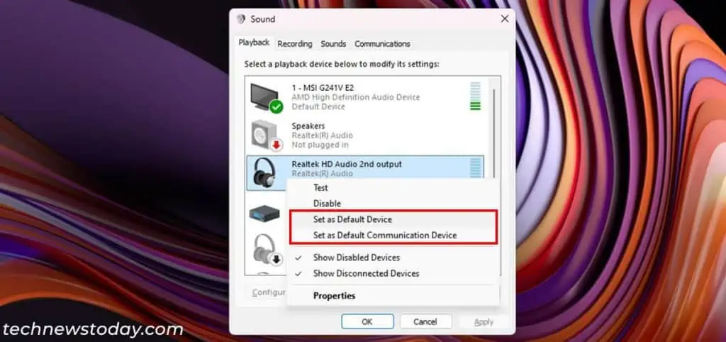 Headphone Jack Not Working On PC? Try these Fixes 2 set-as-default-device-communication-device-1024x482