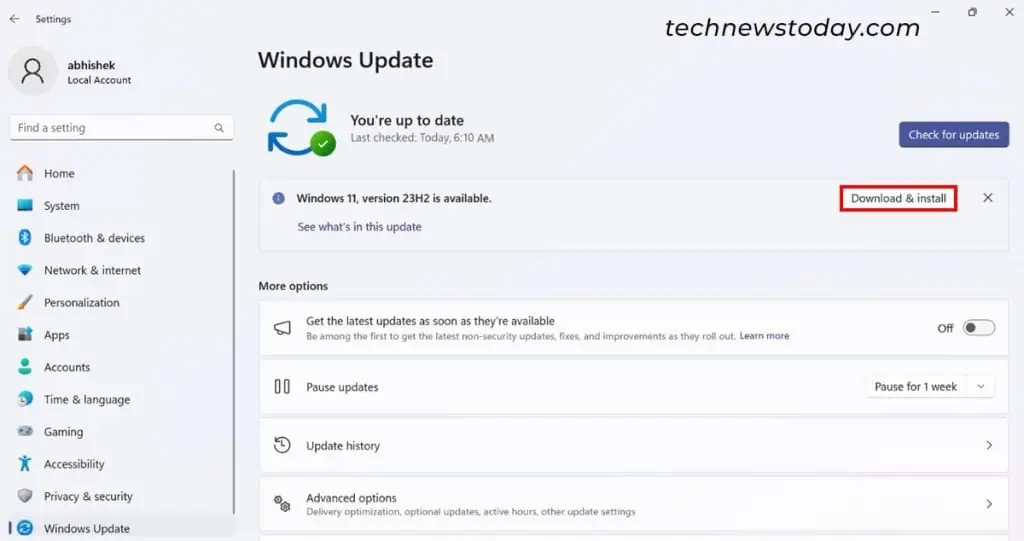 How to Fix “your version of windows has reached end of service” 1 windows-update-feature-update-download-and-install-1024x541